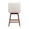 Armen Living Basila Swivel Counter Stool in Brown Oak Wood Finish with Beige Fabric 840254332171 - alternate 11